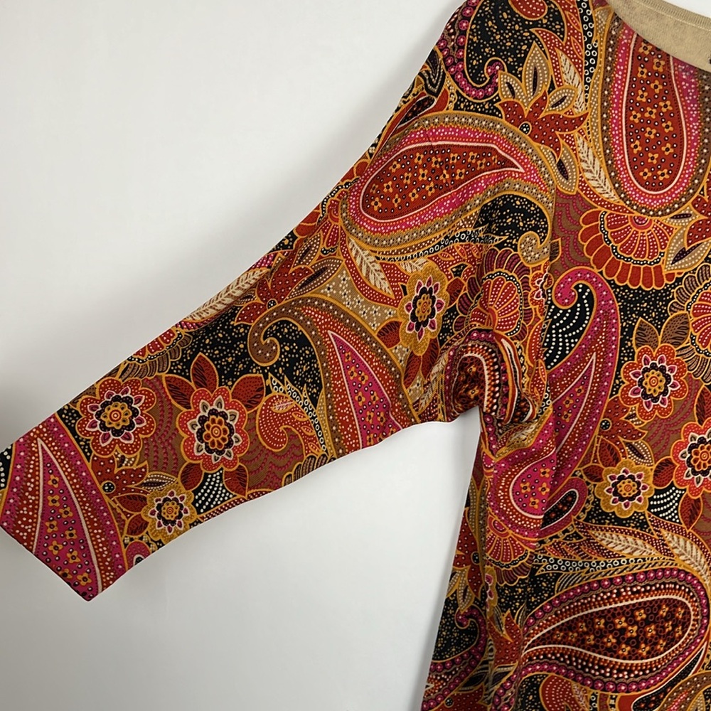 Jones New York Women's Paisley Top - Red and Gold PM - Picture 6 of 6